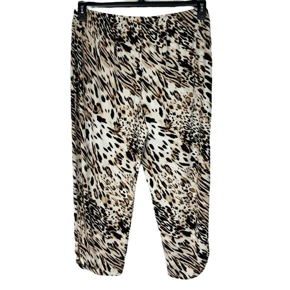 Chico’s SZ 2 (Large) Crop Pants Animal Print Stretch Elastic Waist Hi-Rise Brown - Picture 4 of 7